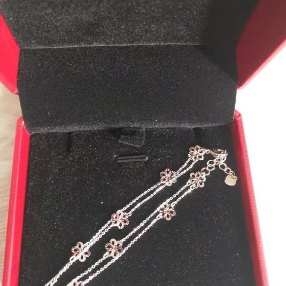 CHOW TAI FOOK Women Platinum Pt950 Floral Double Layer Chain Bracelet - Picture 1 of 3